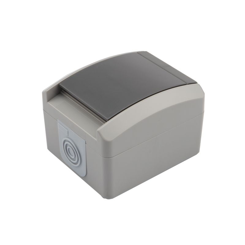 Розетка одноместная (керамика) INDUSTRIAL IP54 с/з, о/у, серая KRANZ