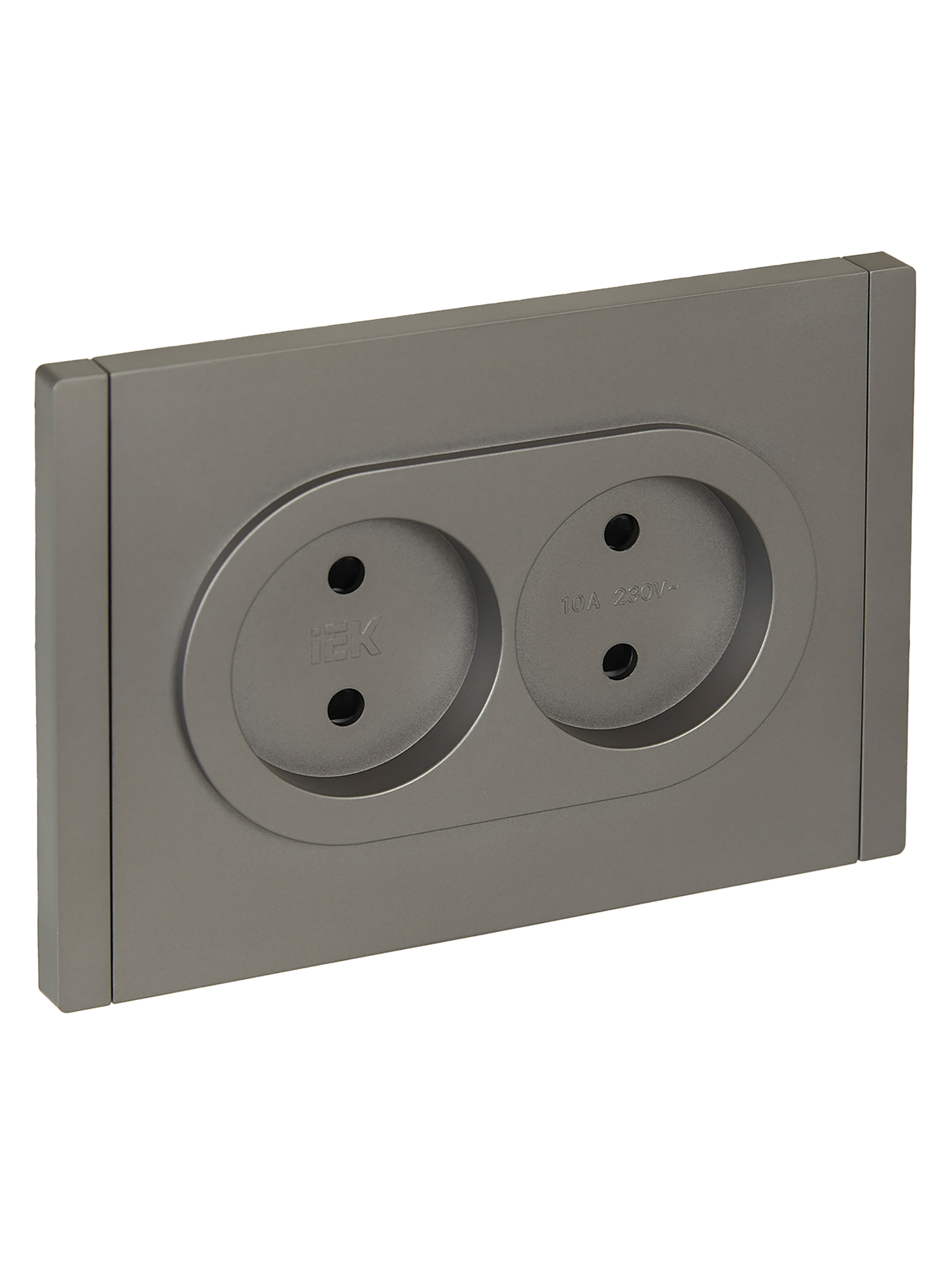 FORTE&PIANO Розетка 2-местная без заземления с защитными шторками безвинтовое крепление 10А FP525 сталь IEK FP-R23-10-1-K46