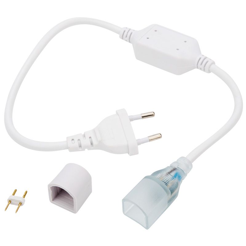 Установочный набор для Гибкого неона 16х16мм формы D (шнур питания каучук с диодным мостом и вилкой, заглушка, переходная муфта, игла) 1,5м NEON-NIGHT 134-501