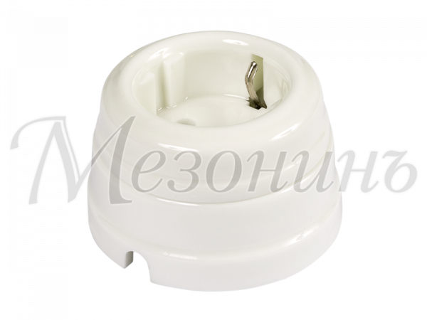 Розетка ретро фарфоровая, двухполюсная, с заземляющим контактом (в комплекте с подъемной рамкой D70