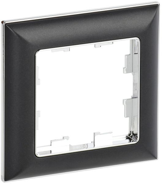 BRITE Рамка 1-местная РУ-1-Бр хром/черный IEK BR-M12-12-2-K23