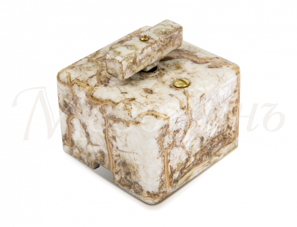 Выключатель ретро проходной фарфоровый поворотный на 2 положения, коллекция "QUADRA" , цвет - дворцо