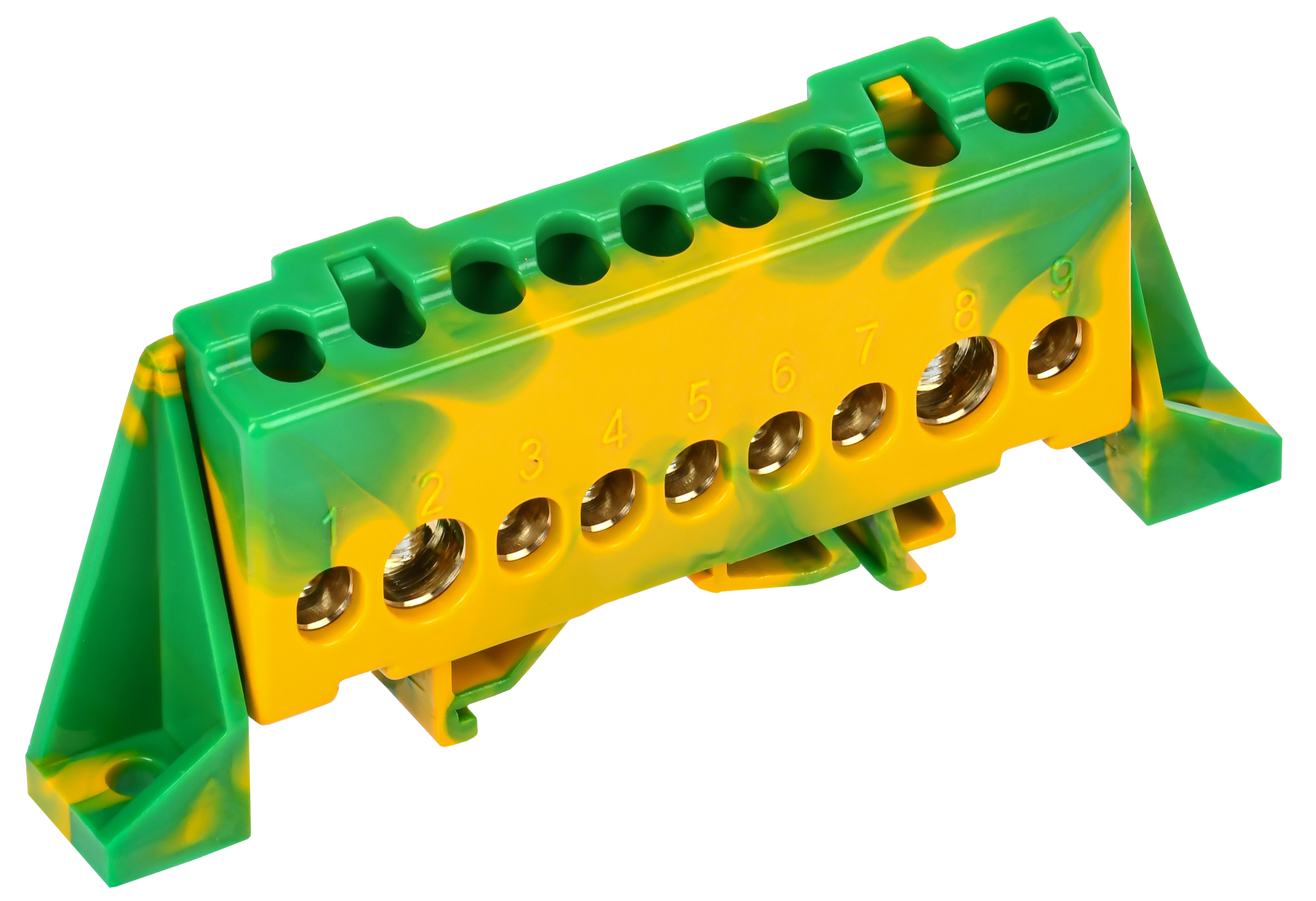 TEKFOR Шина PE "земля" в комбинированном DIN-изоляторе "Стойка" 8х12-9-ЖЗ IEK TF-NN20-09-DP-K52