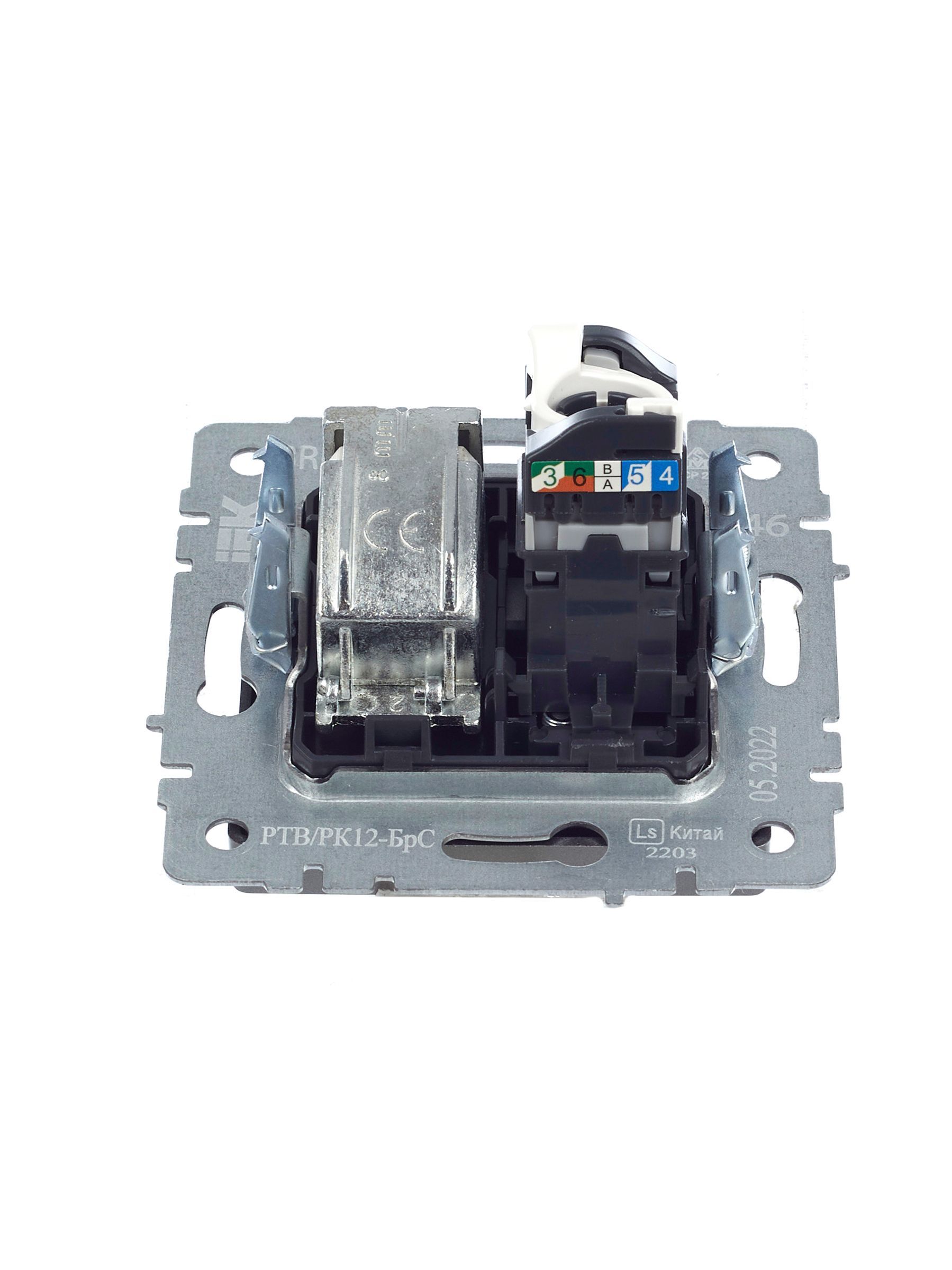 BRITE Розетка двойная TV+RJ45 кат.5E РТВ/РК12-БрС сталь IEK - Фото 6