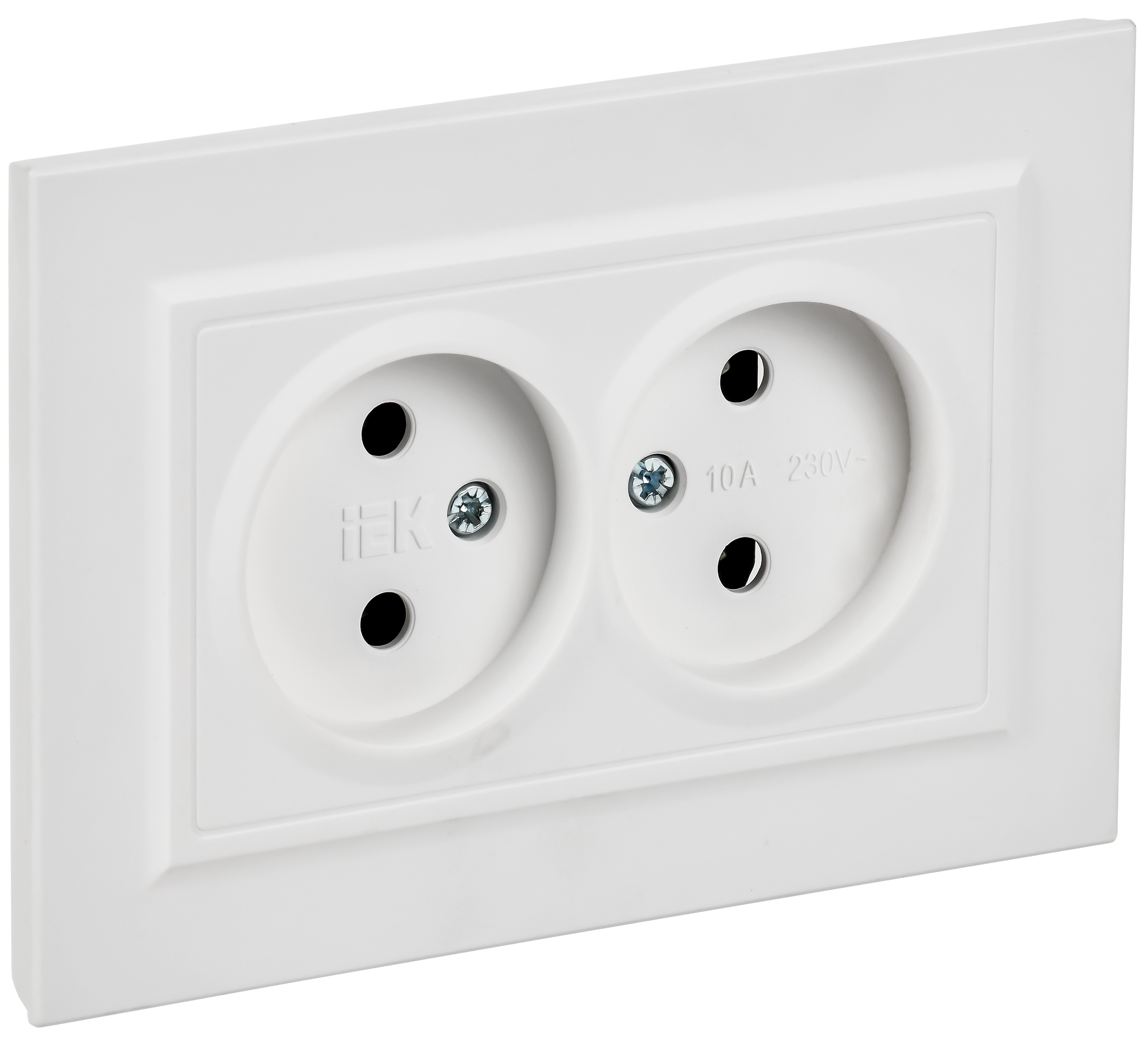 BRITE Розетка 2-местная без заземления без защитных шторок 10А в сборе РС12-2-БрАБ арктический белый IEK BR-R20-10-K91-F