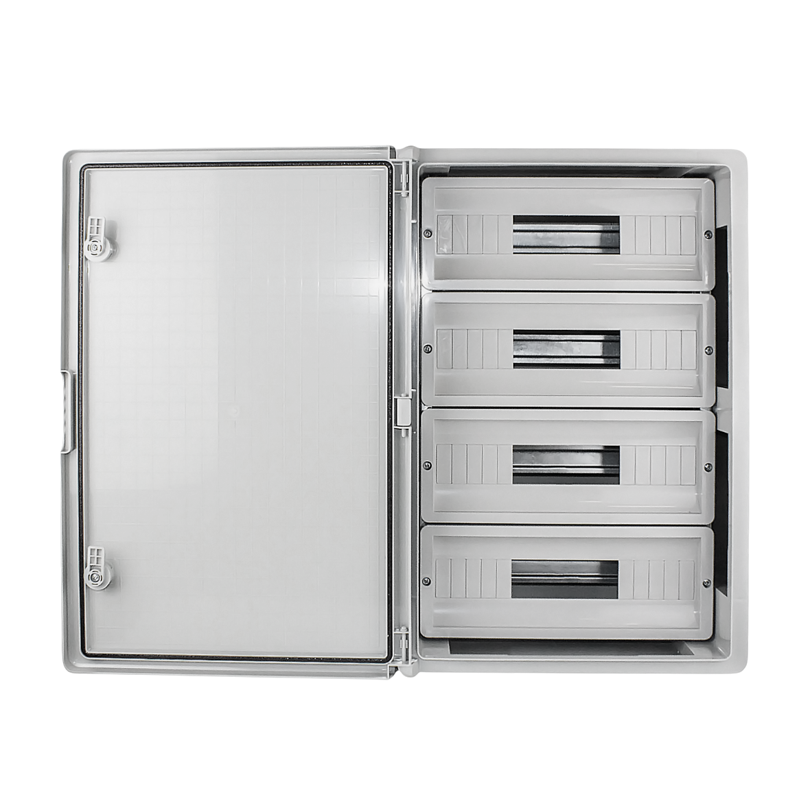 Корпус пластиковый КМПн-68 (4х17) 400х600х200 серая непрозрачная дверь IP65 DEKRON - Фото 2