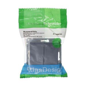 Выключатель 2-кл. СП AtlasDesign 10А IP20 (сх. 5а) 10AX с подсветкой механизм грифель SE ATN000753 1240420