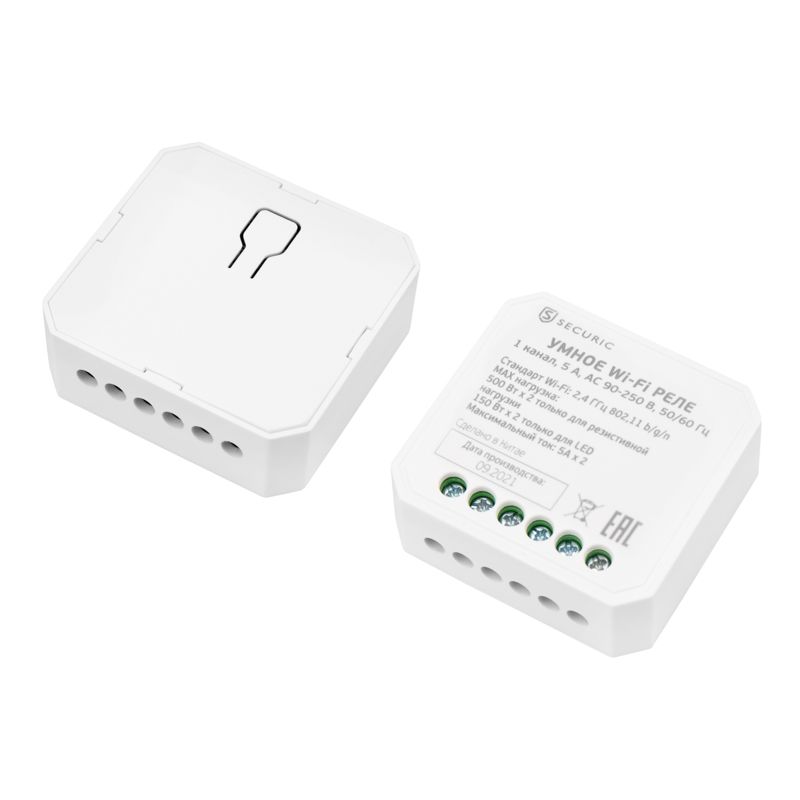 Умное встраиваемое Wi-Fi реле одноканальное (для выключателей без подсветки) SECURIC - Фото 3