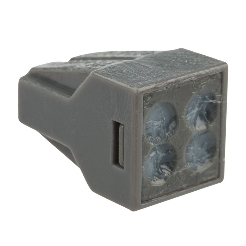 Экспресс-клемма с пастой СМК 773-304, 4-проводная до 2,5 мм², серая (100 шт/уп) REXANT 07-3040