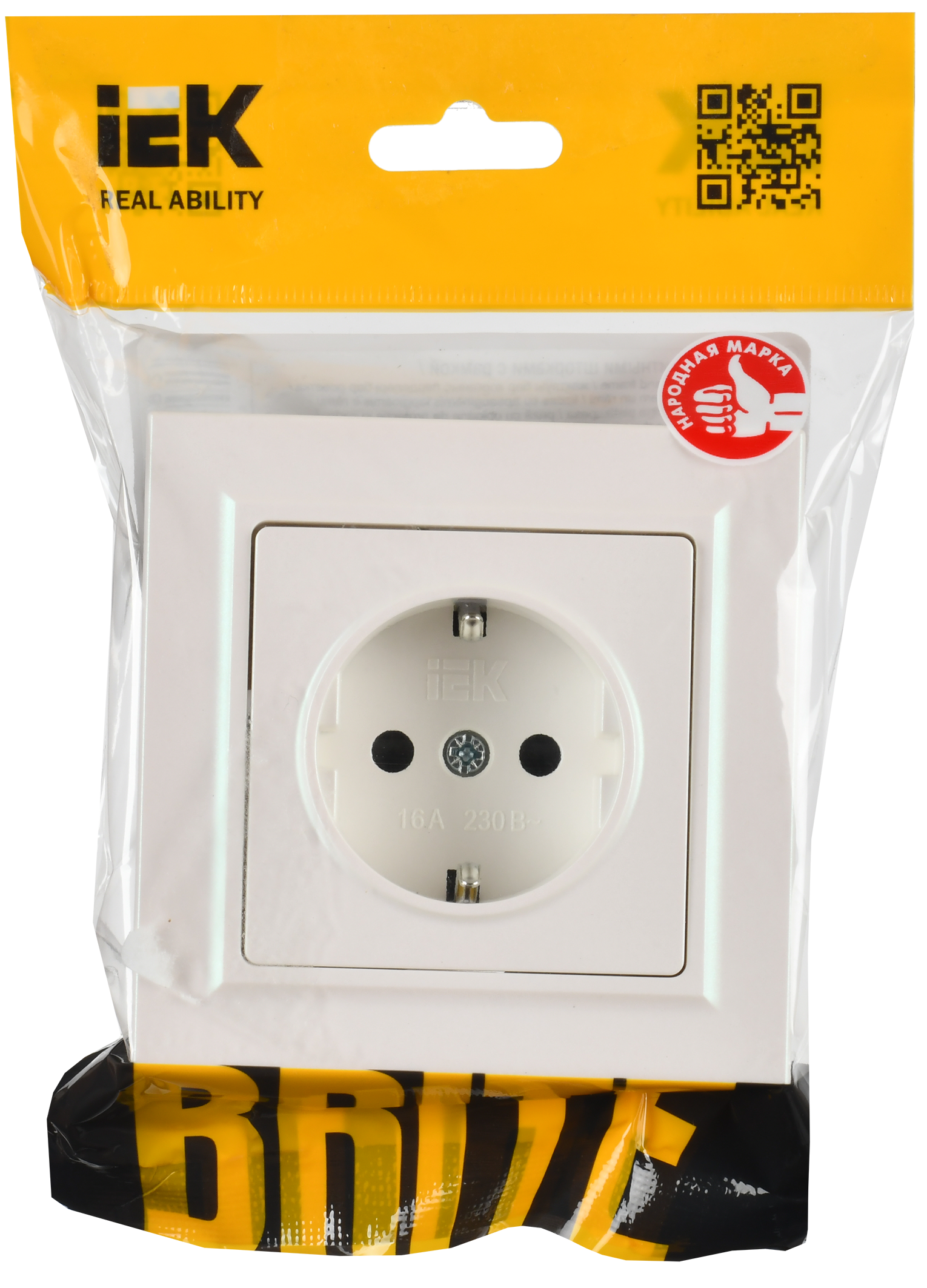 BRITE Розетка 1-местная с заземлением с защитными шторками 16А в сборе РСР14-1-0-БрЖ жемчуг IEK - Фото 2