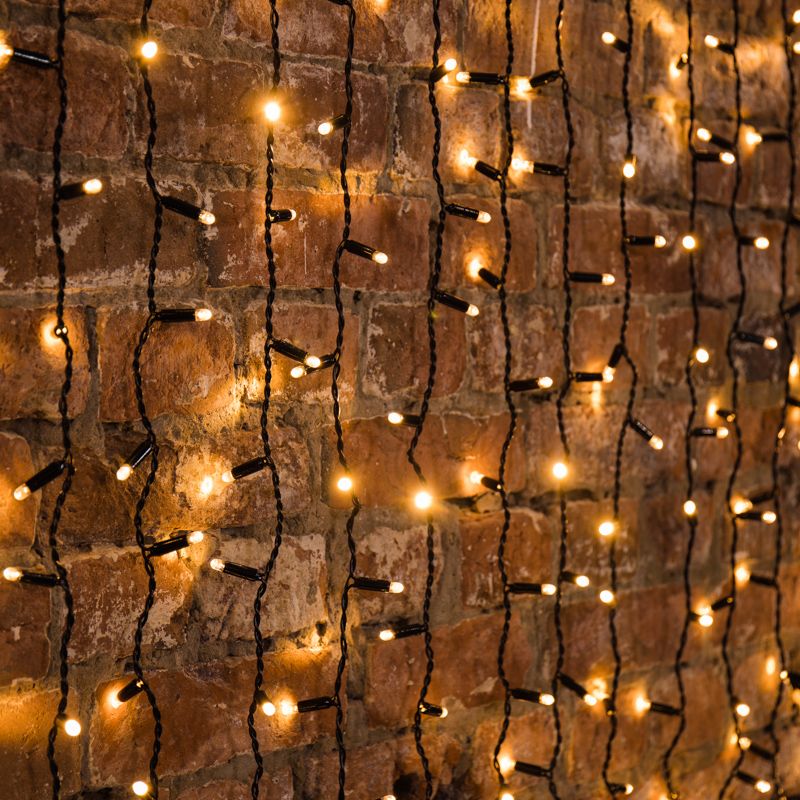 Гирлянда светодиодная Занавес 2х3м 600 LED ТЕПЛЫЙ БЕЛЫЙ черный ПВХ IP65 постоянное свечение 230В нужен блок 303-500
