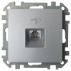 Розетка телефонная четырехконтактная скрытой установки ТР4-037 серебро 6036BY