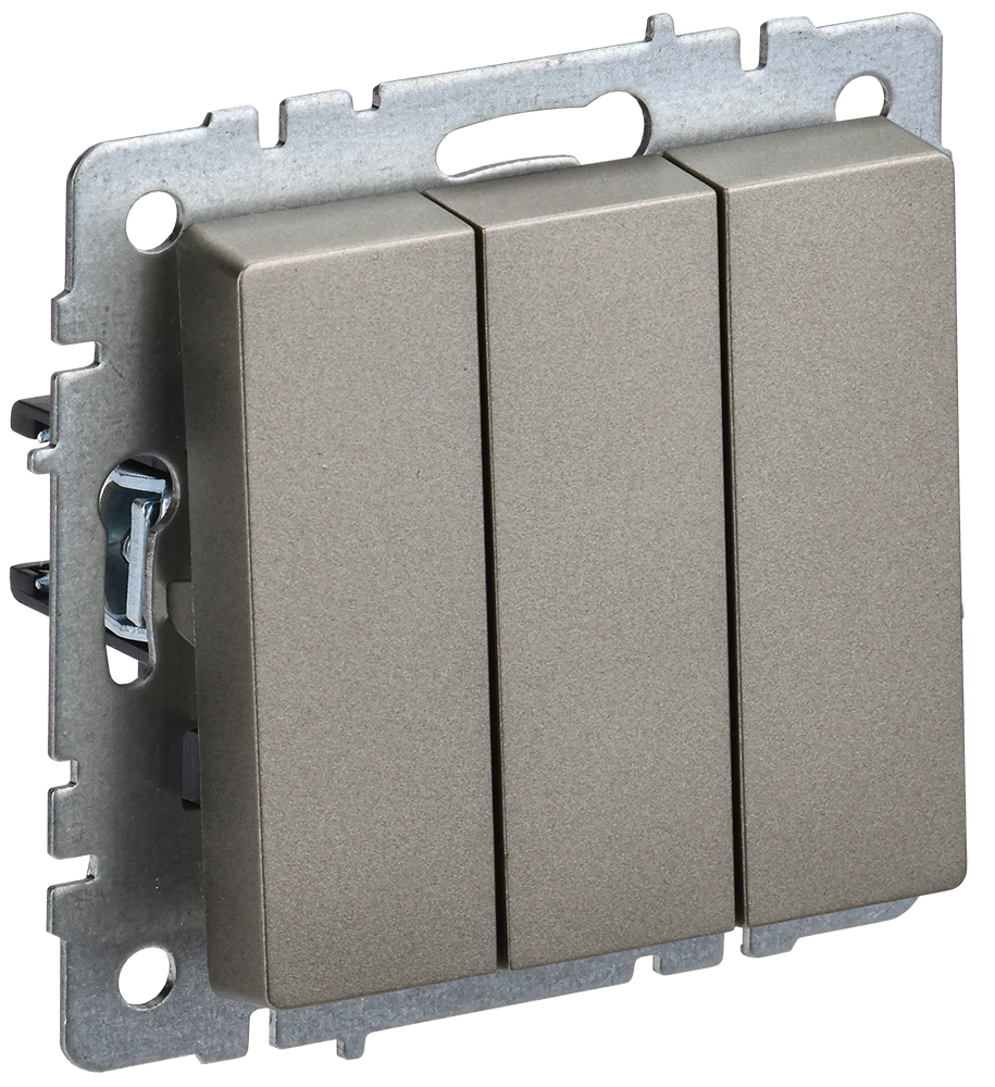 BRITE Выключатель 3-клавишный 10А ВС10-3-0-БрШ шампань IEK BR-V30-0-10-K37