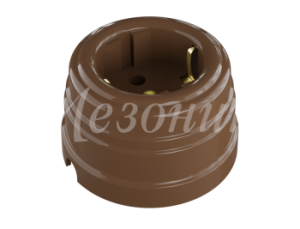 Розетка ретро пластиковая, двухполюсная, с заземляющим контактом, IP20, цвет - какао, УСАДЬБА, ТМ "М GE30301-70