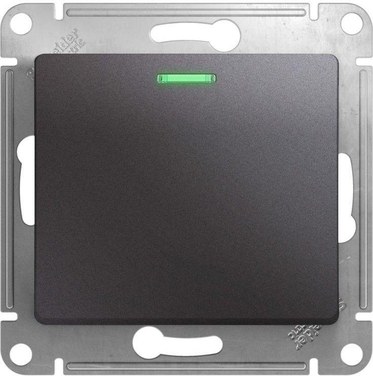 Выключатель 1-кл. СП Glossa 10А IP20 (сх. 1а) 10AX с подсветкой механизм графит SE GSL001313