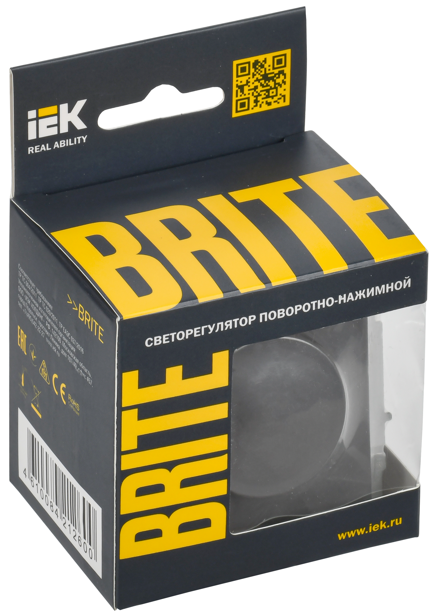 BRITE Светорегулятор поворотно-нажимной 600Вт СС10-1-0-БрГ графит IEK - Фото 2