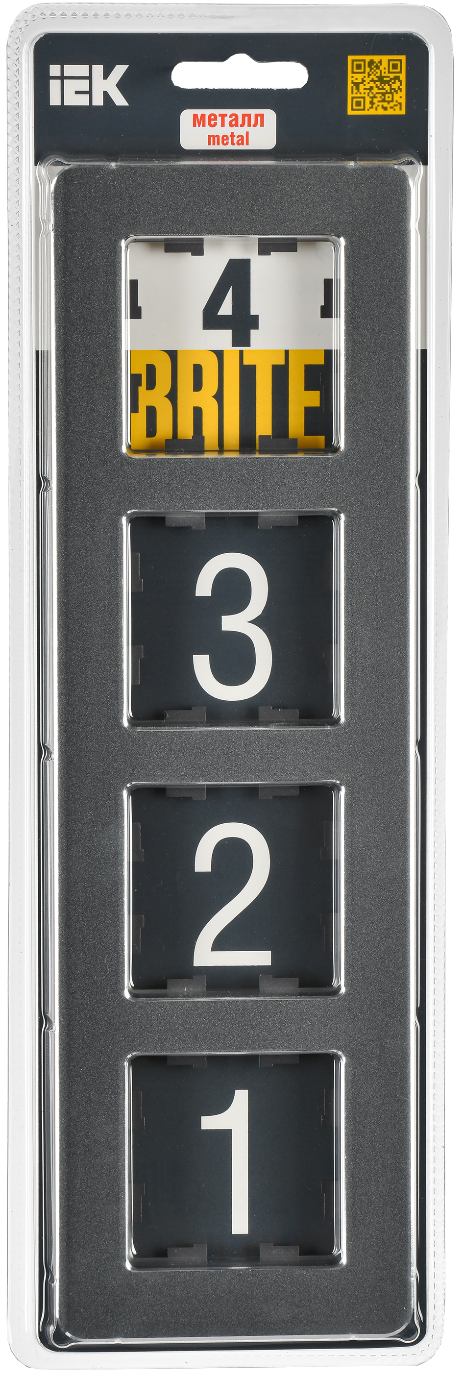 BRITE Рамка 4-местная РУ-4-1-Бр металл титан RE IEK - Фото 2