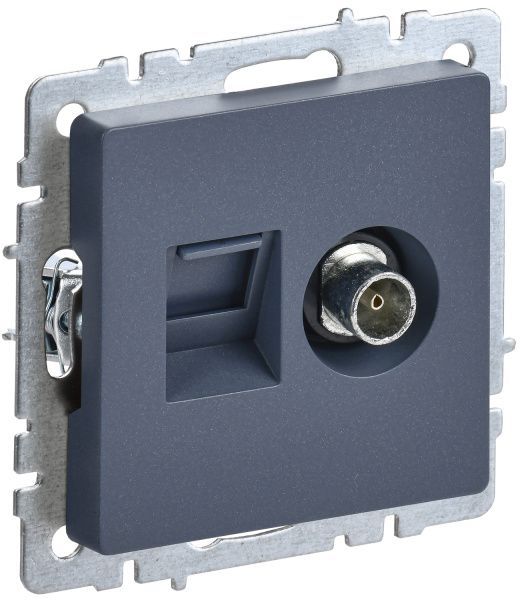 BRITE Розетка двойная TV+RJ45 кат.5E РТВ/РК12-БрМ маренго IEK BR-AK20-1-K35