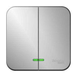 Выключатель 2-кл. ОП Blanca 10А IP20 (сх. 5) 250В с подсветкой алюм. SE BLNVA105103 1210531