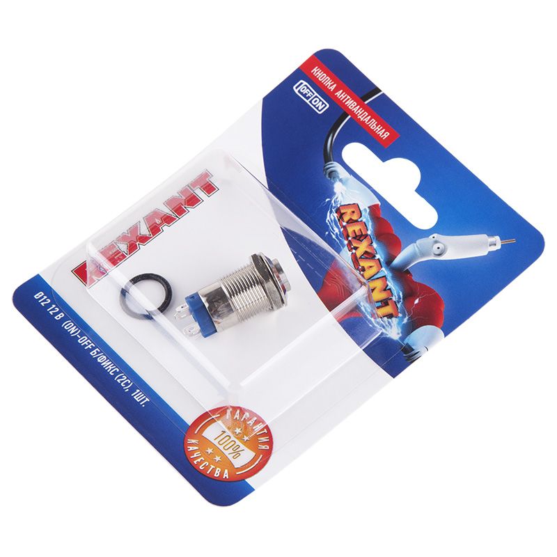 Кнопка антивандальная Ø12 12В(LED) Б/Фикс (4с) OFF-(ON) красная (A-12-C2) REXANT (в упак. 1шт.) - Фото 2