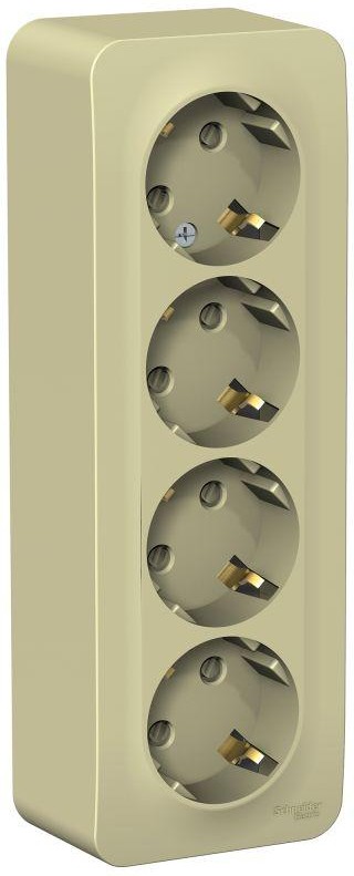 Розетка 4-м ОП Blanca 16А IP20 250В с заземл. защ. шторки с изолир. пластиной беж. SE BLNRA011417