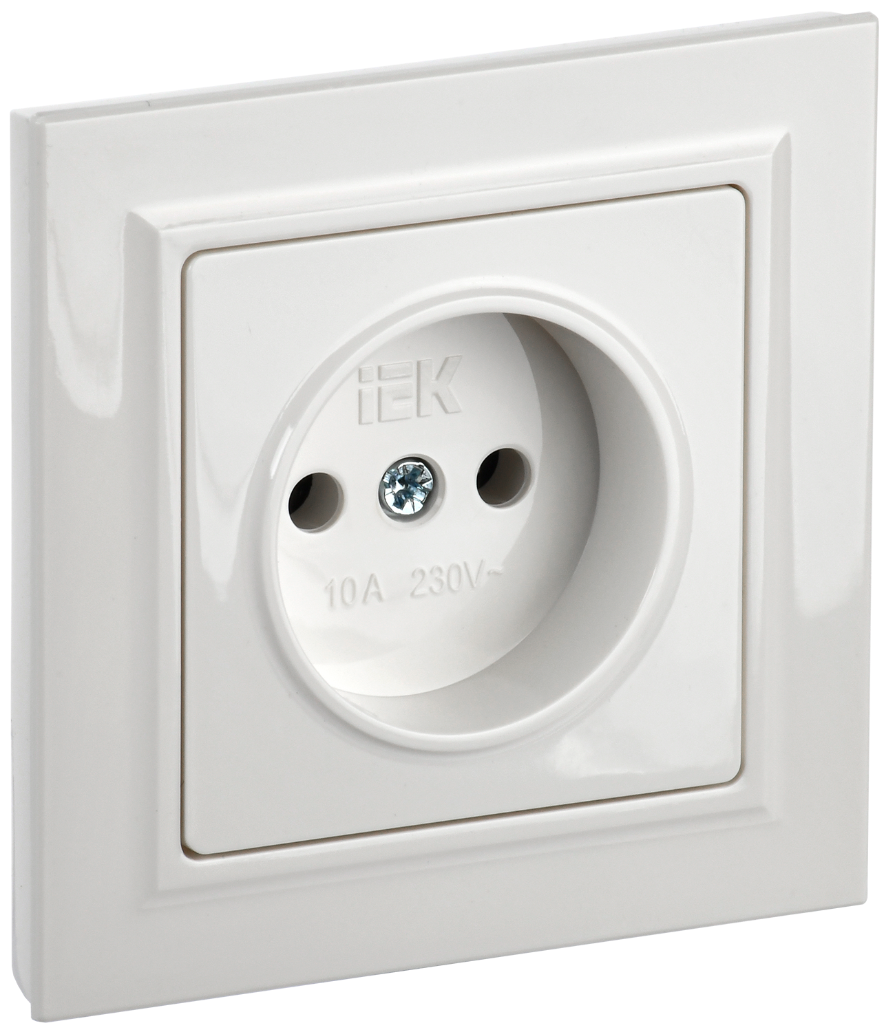 BRITE Розетка 1-местная без заземления без защитных шторок 10А в сб. РСР10-1-0-БрБ белый IEK BR-R10-10-K01-F