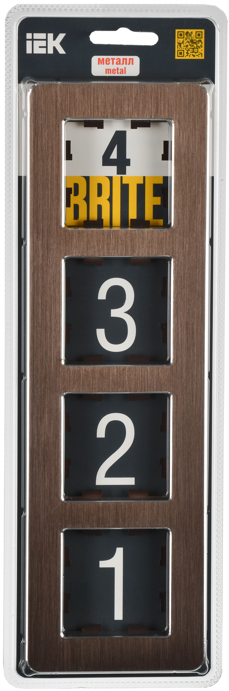 BRITE Рамка 4-местная РУ-4-1-Бр металл коричневый RE AL IEK - Фото 2