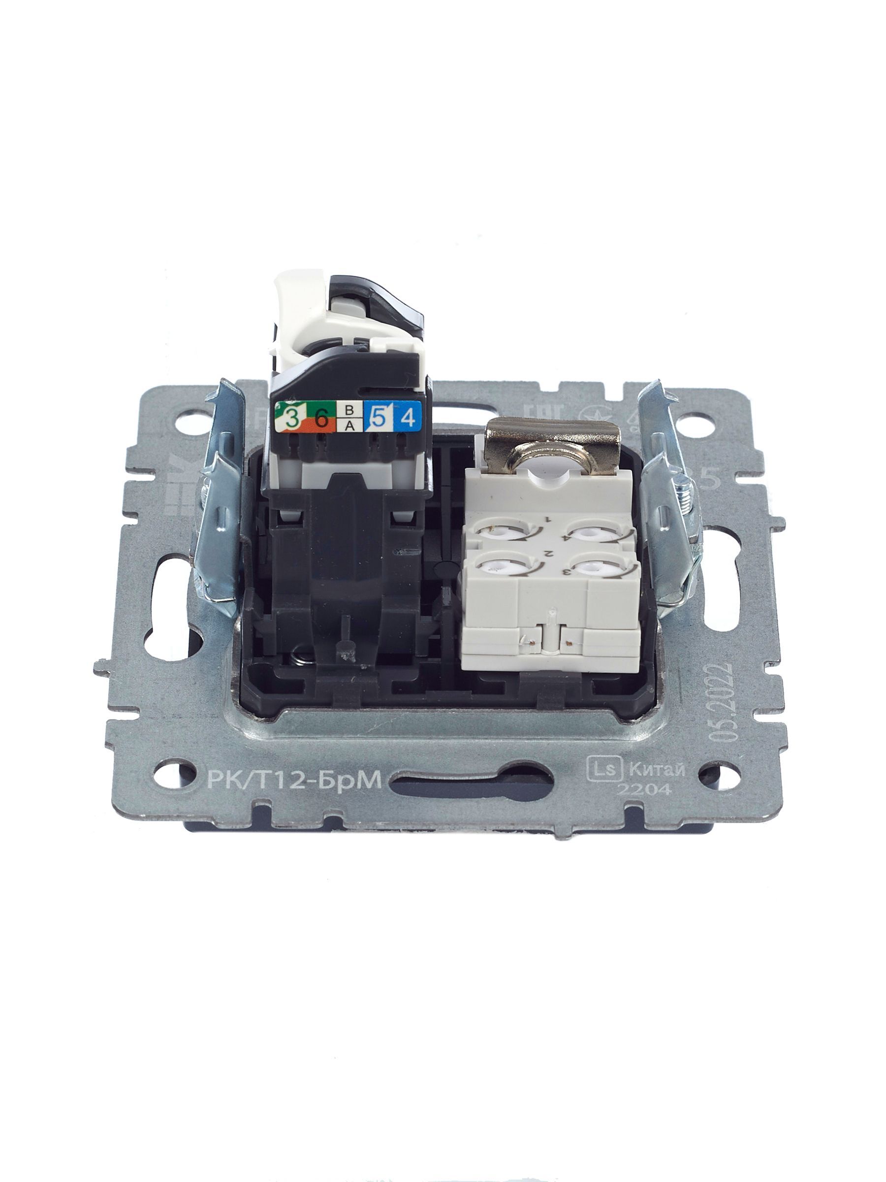 BRITE Розетка двойная RJ11+RJ45 кат.5E РК/Т12-БрМ маренго IEK - Фото 4