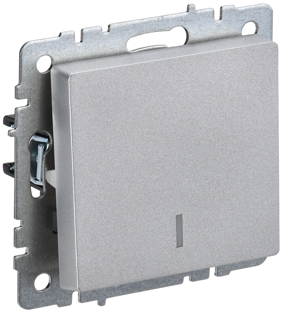 BRITE Выключатель 1-клавишный с индикацией 10А ВС10-1-1-БрА алюминий IEK BR-V10-1-10-K47