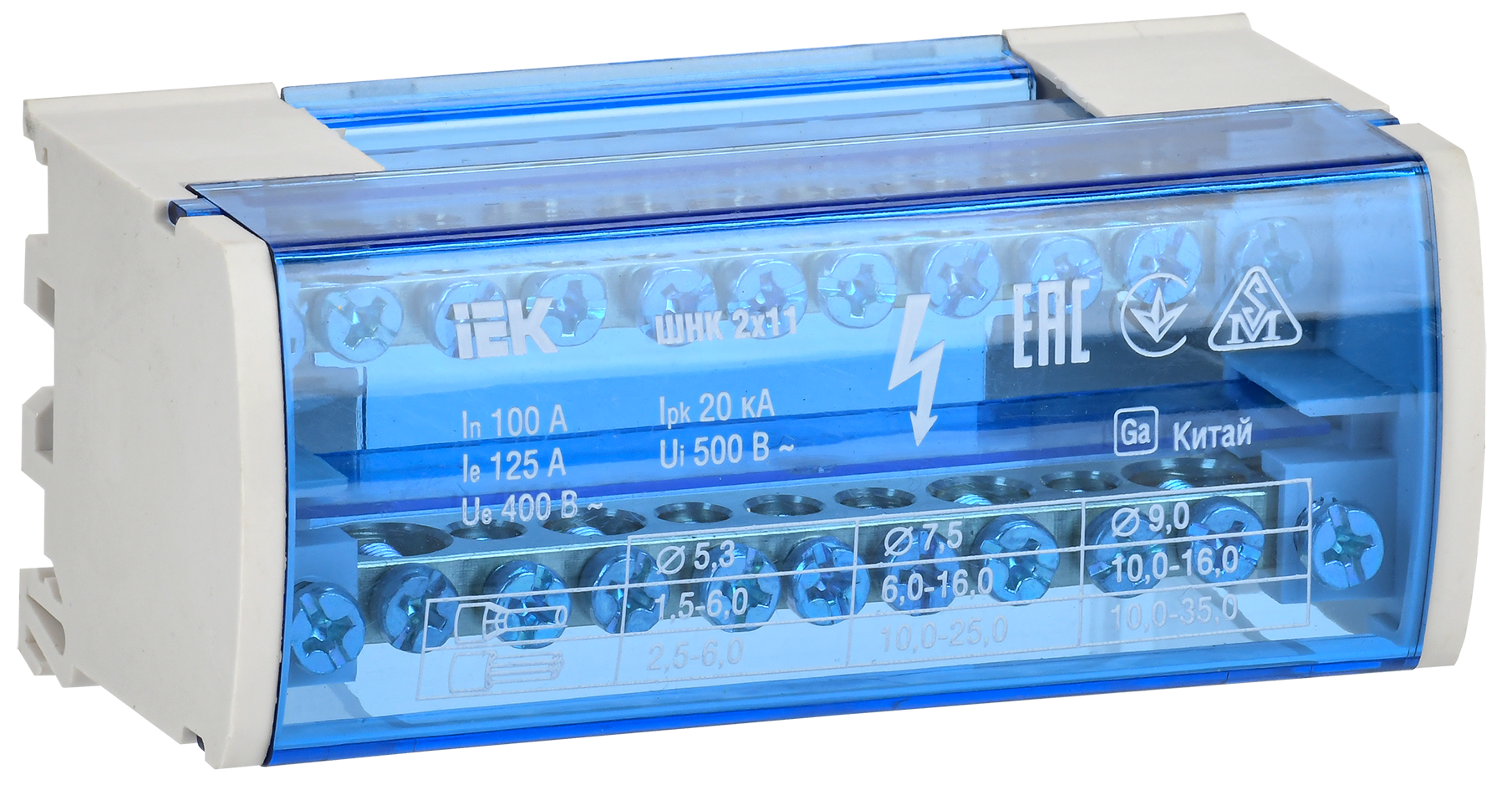 Шины на DIN-рейку в корпусе (кросс-модуль) ШНК 2х11 L+PEN IEK YND10-2-11-050