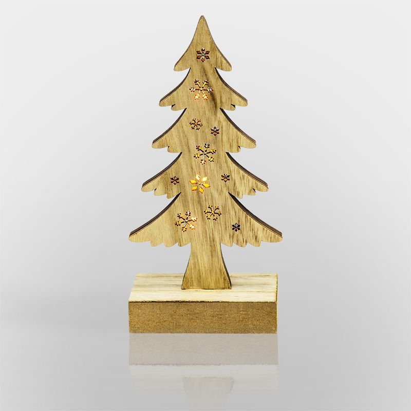 Деревянная фигурка с подсветкой Елочка 9x5x19 см 504-011