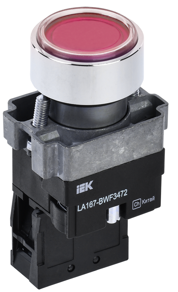 Кнопка управления LA167-BWF3472 d=22мм RC 1р с подсветкой красная IEK