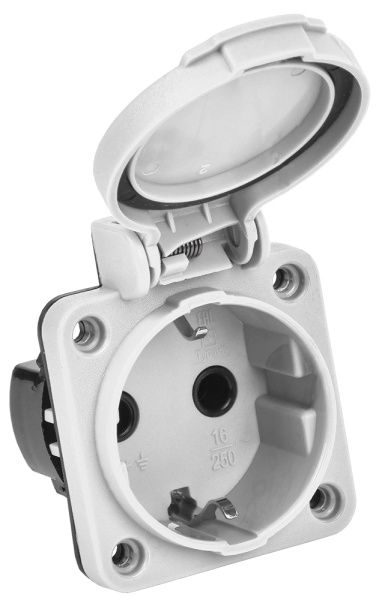 MAGNUM Розетка панельная SCHUKO РП13-3 с крышкой IP54 серый IEK PSN71-016-3-2-54-K03