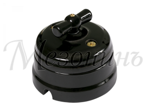 Выключатель ретро фарфоровый поворотный на четыре положения (2-х клавишн, в компл с подъемной  GE70401-05