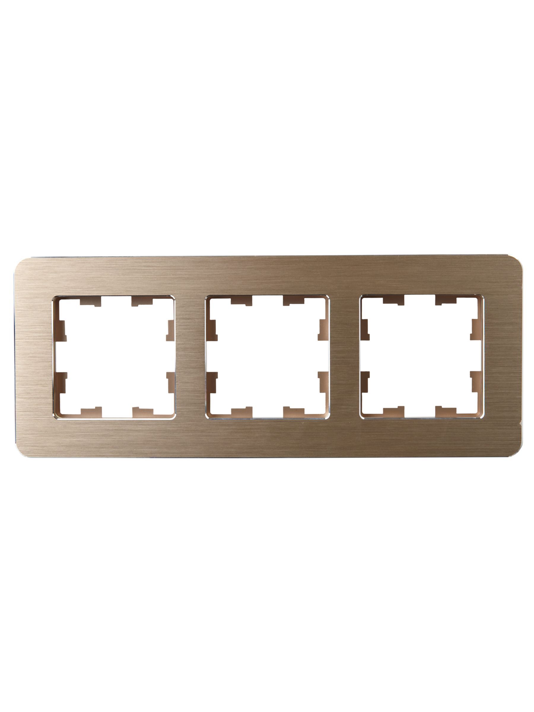 BRITE Рамка 3-местная РУ-3-1-Бр металл шампань RE AL IEK - Фото 6