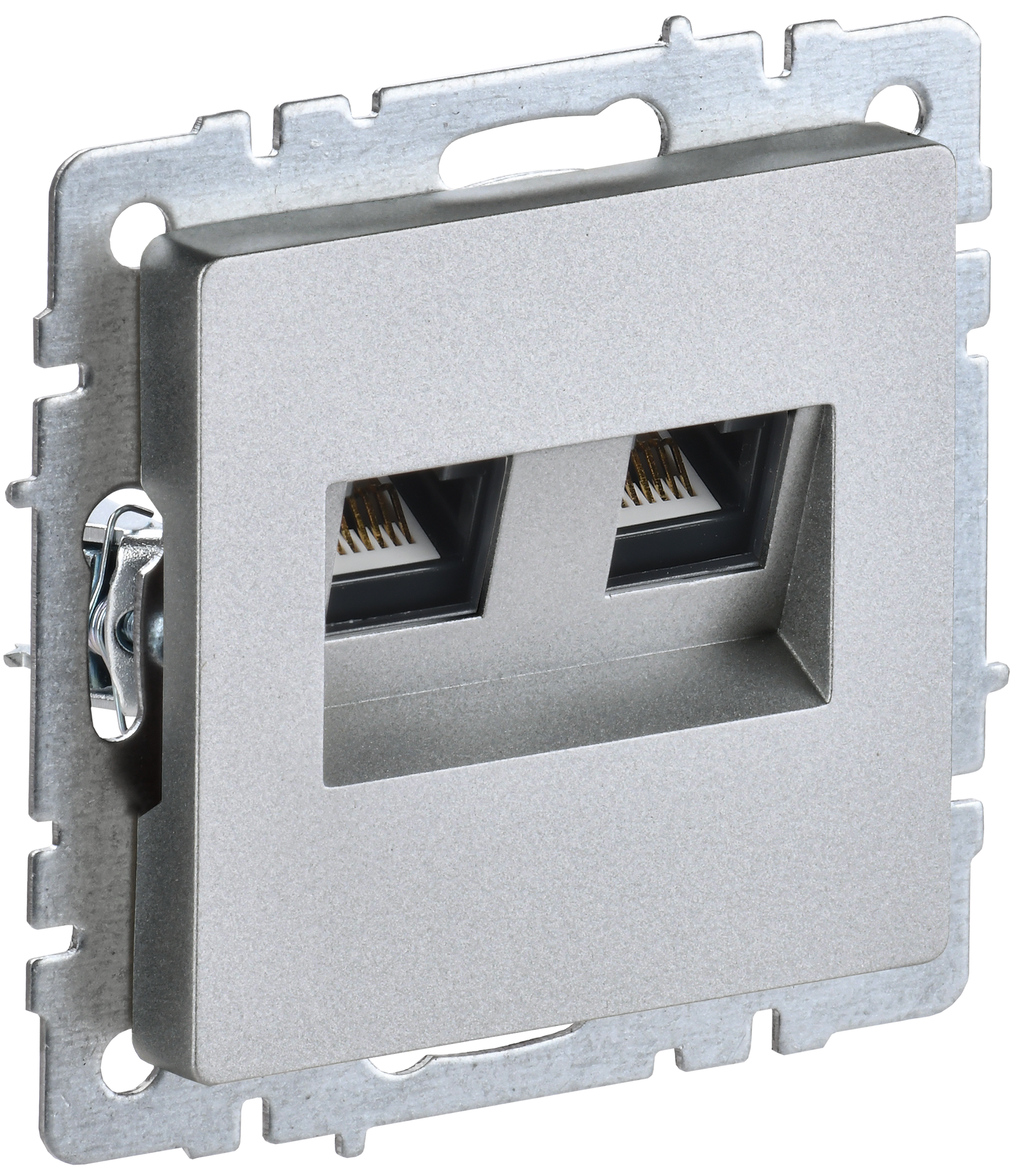 BRITE Розетка двойная RJ11+RJ45 кат.5E РК/Т12-БрА алюминий IEK