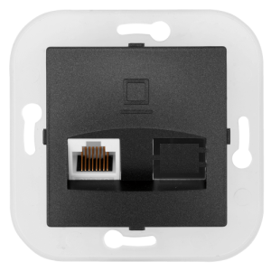 Розетка компьютерная скрытой установки (полимерный суппорт) РК18-013 графит 11548BY