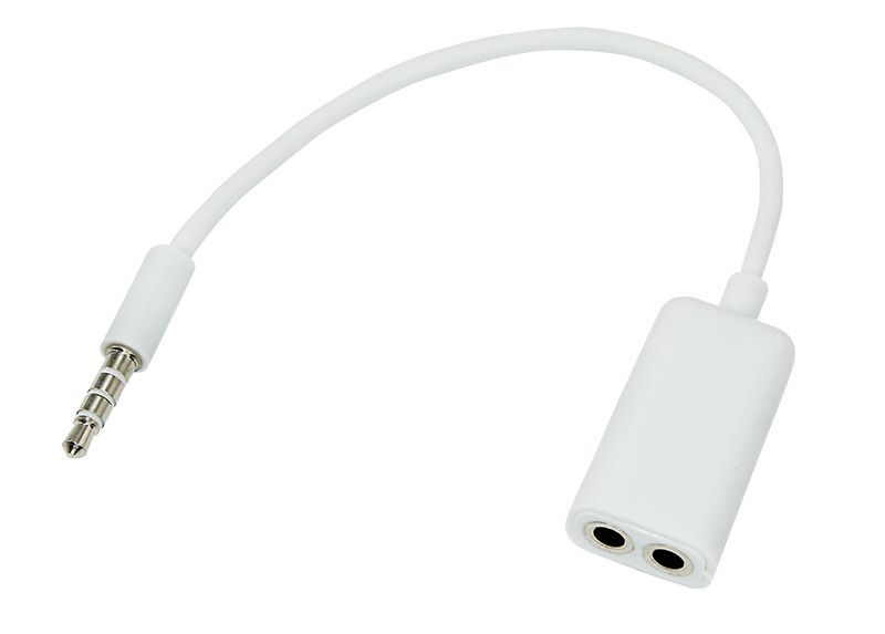 Аудиоразветвитель штекер 3,5мм на 2 по 3,5мм, 0,15м, белый REXANT 18-1102