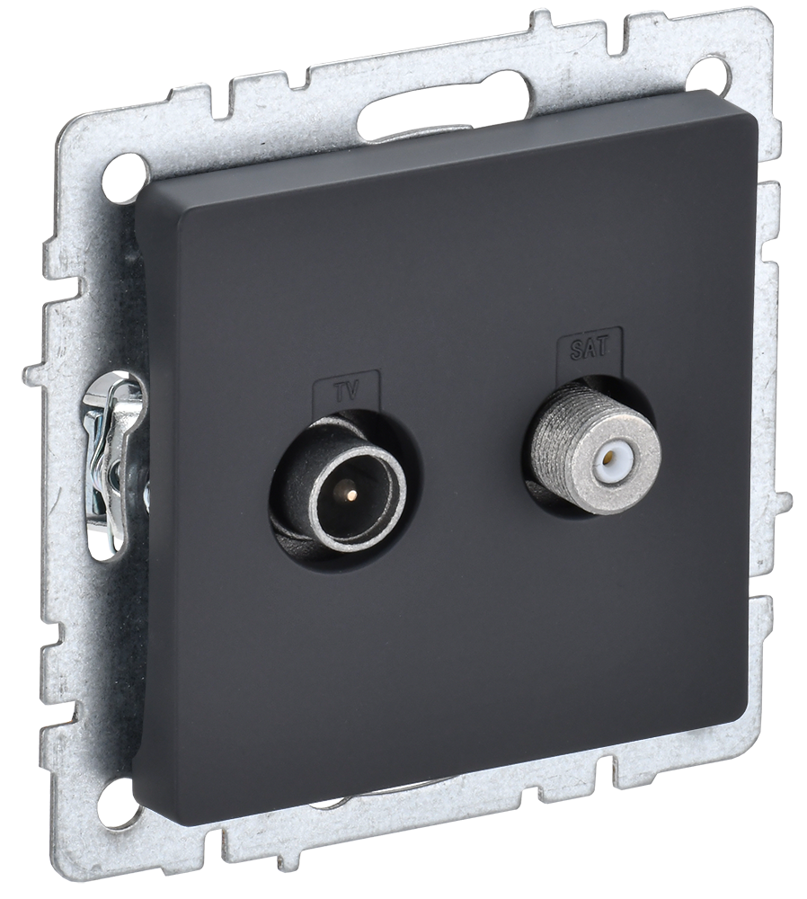 BRITE Розетка двойная TV+SAT РТВ/РСп12-БрГ графит IEK BR-AF20-O-K53