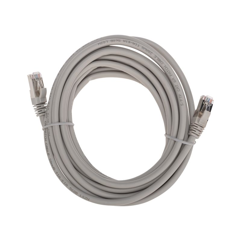 Патч-корд S/FTP, CAT 6A (10G), RJ45-RJ45, 28AWG, LSZH, серый, 5м REXANT 02-0390-5
