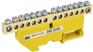 Шина PE "земля" на DIN-изол ШНИ-8х12-14-Д-Ж IEK YNN10-812-14D-K05