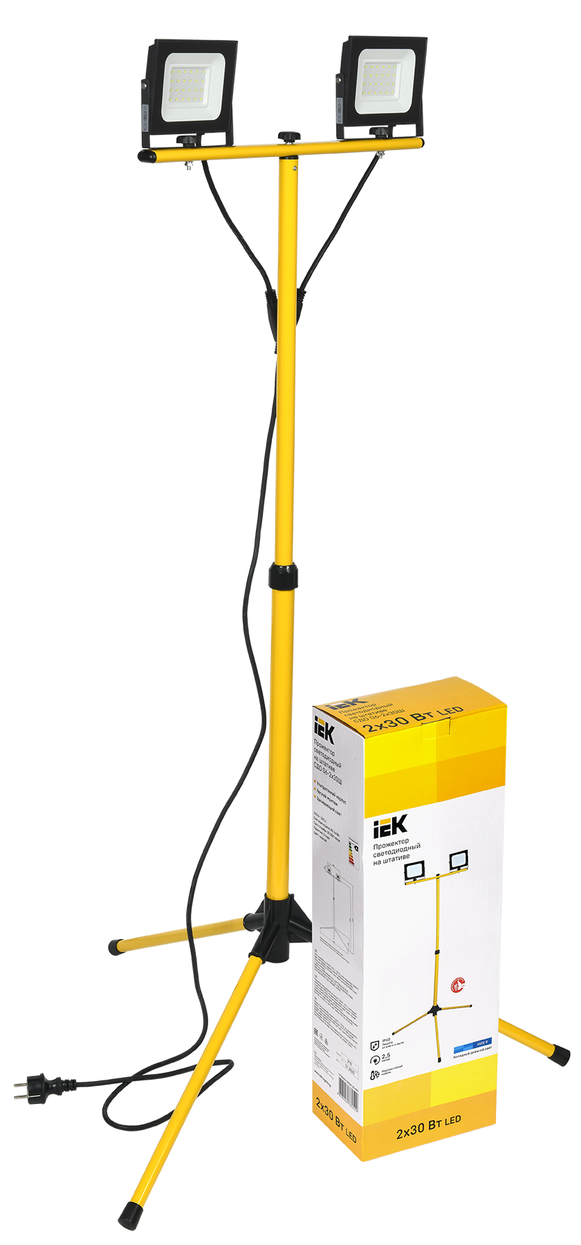 Прожектор светодиодный СДО 06-2x30Ш штатив 6500К IP65 черный IEK LPDO606-2X030-65-K02