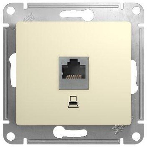 Розетка компьютерная 1-м СП Glossa RJ45 кат.5E механизм беж. SE GSL000281K