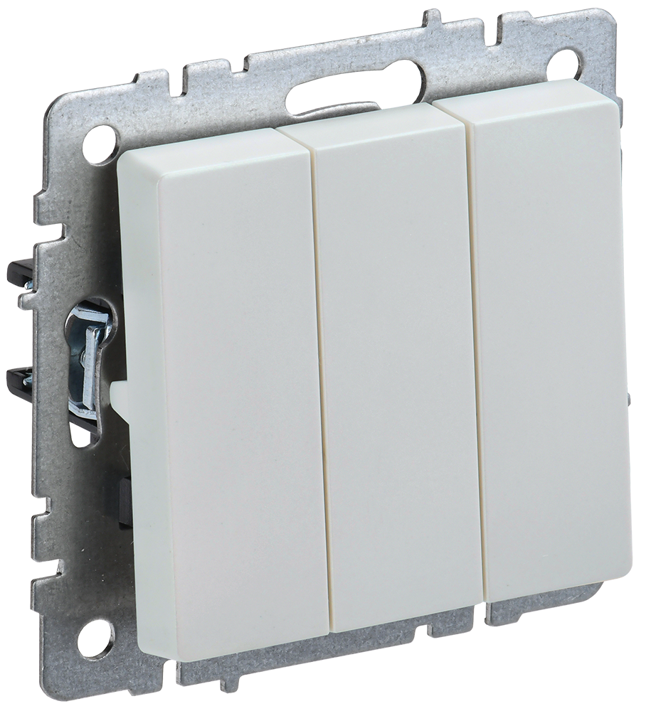 BRITE Выключатель 3-клавишный 10А ВС10-3-0-БрЖ жемчуг IEK BR-V30-0-10-K36