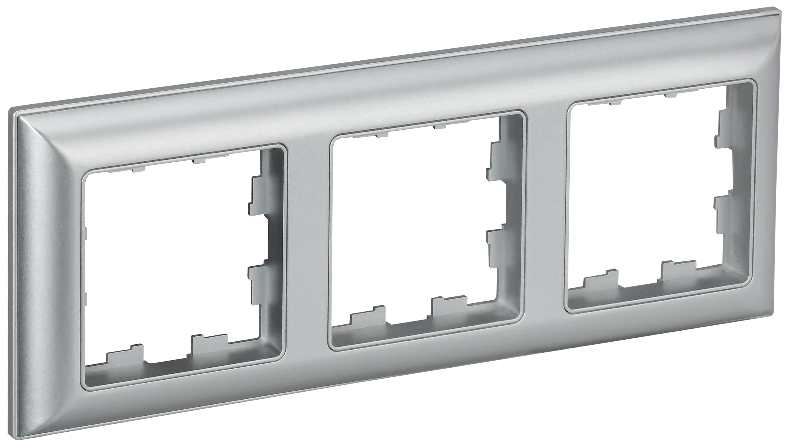 BRITE Рамка 3-местная РУ-3-Бр алюминий/алюминий IEK