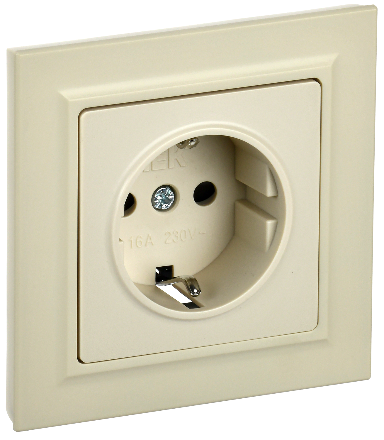BRITE Розетка 1-местная с заземлением с защитными шторками 16А в сборе РСР14-1-0-БрКр бежевый IEK