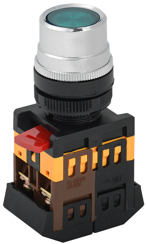 Кнопка ABLF-22 зеленый d=22мм неон/240В 1з+1р IEK