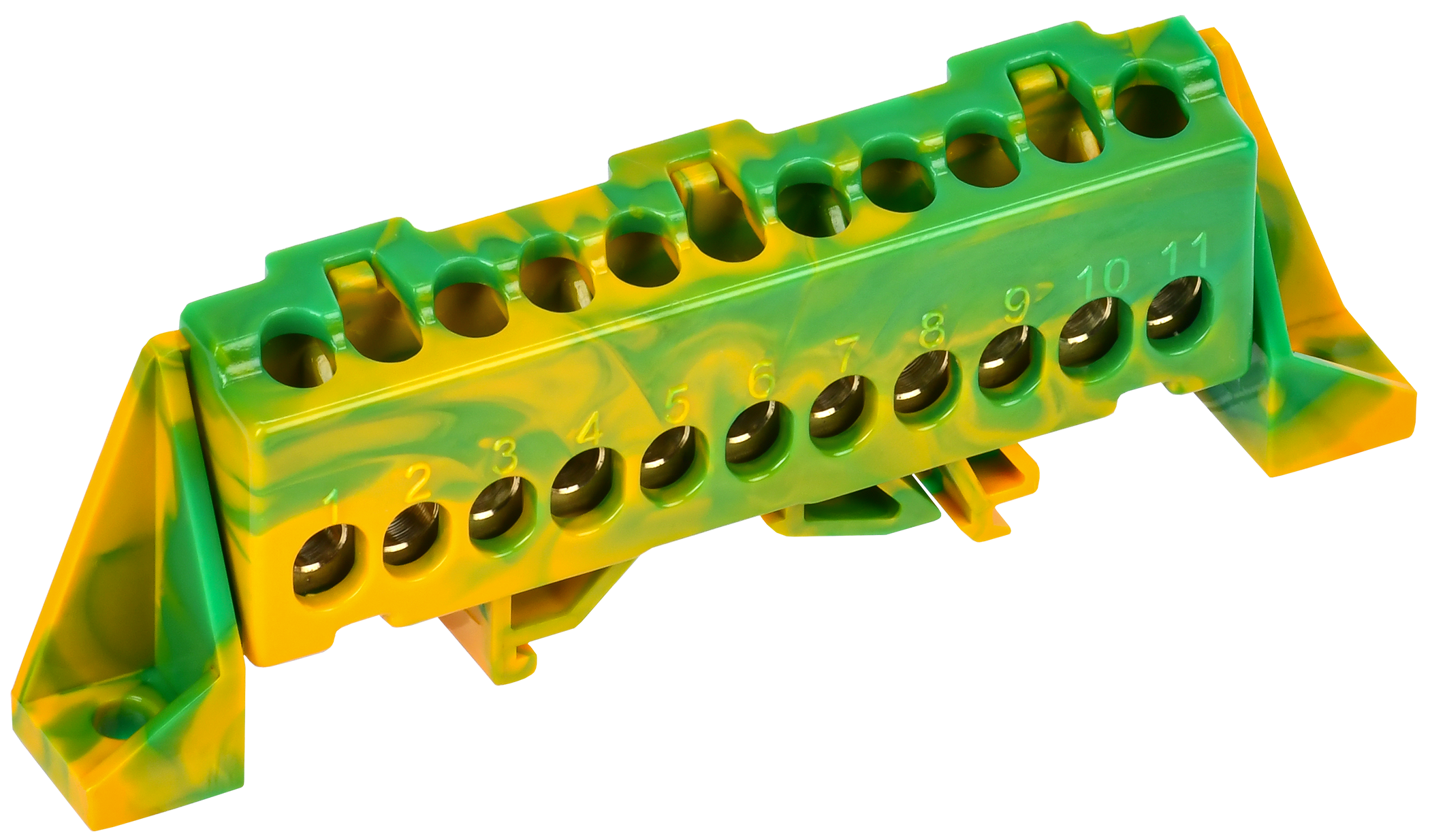 TEKFOR Шина PE "земля" в комбинированном DIN-изоляторе "Стойка" 6х9-11-ЖЗ IEK TF-NN10-11-DP-K52