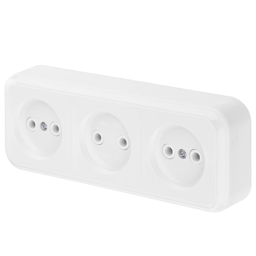 Розетка штепсельная трехместная открытой установки РА16-263 - Фото 2