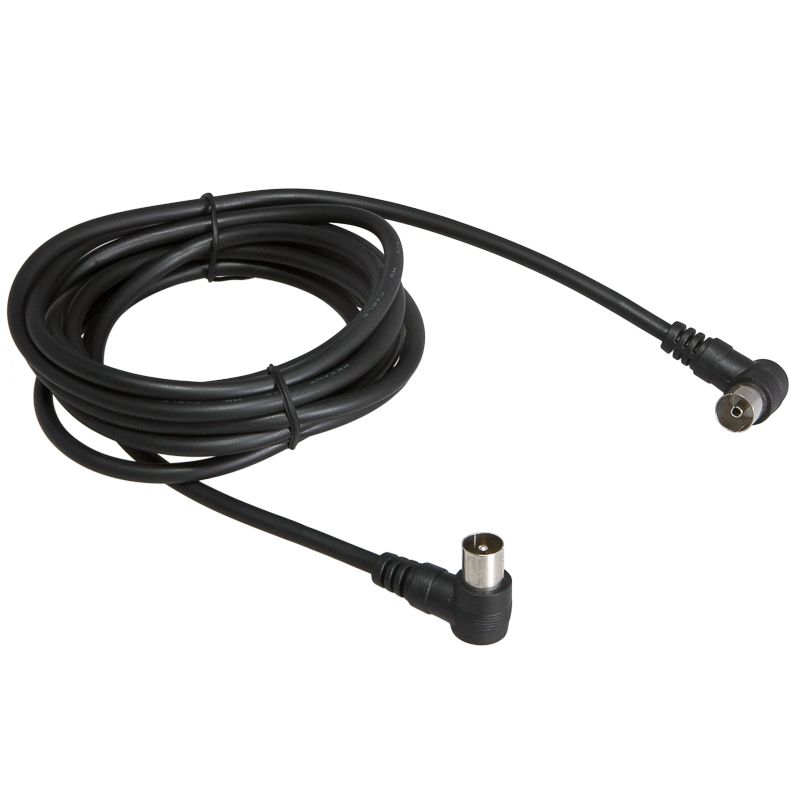 Шнур ТВ гнездо - ТВ штекер, угловой, 1,5м, черный REXANT 18-0012